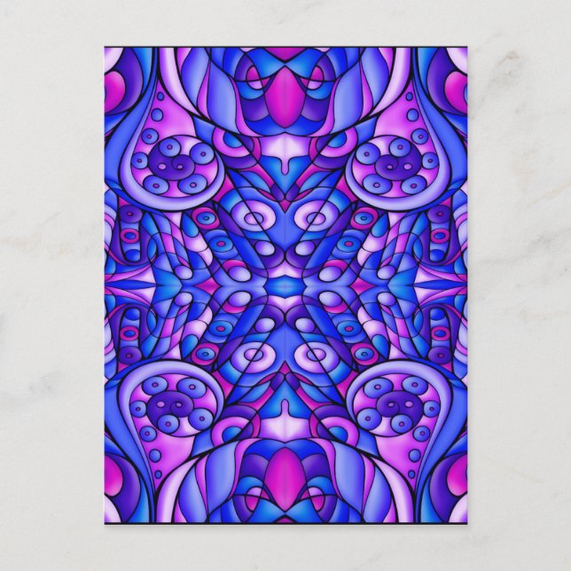 Blue And Purple Psychedelic Swirls Postcard (Front)