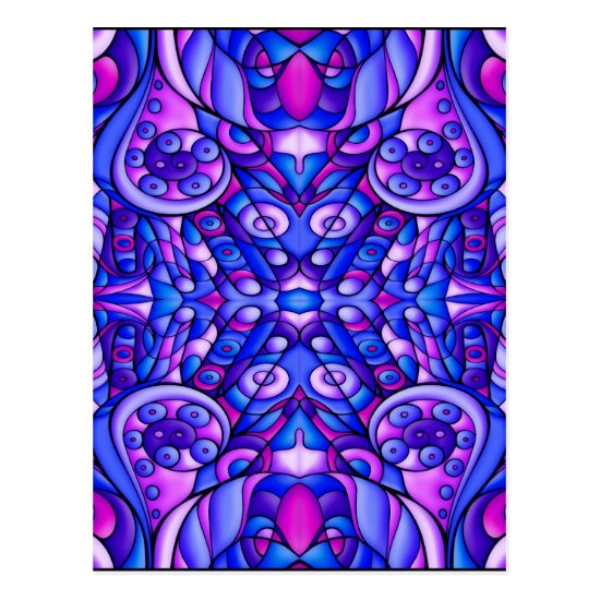 Blue And Purple Psychedelic Swirls Postcard