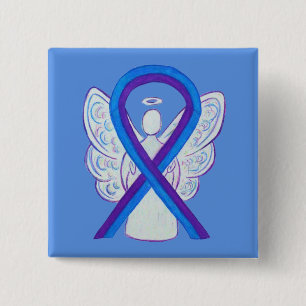 Blue and Purple Ribbon Awareness Angel Pin