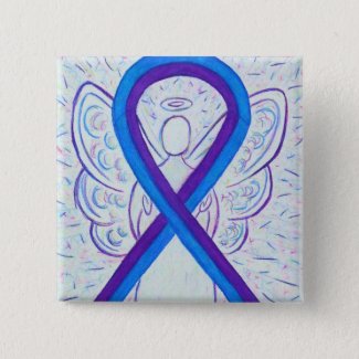Blue and Purple Ribbon Awareness Angel Pin
