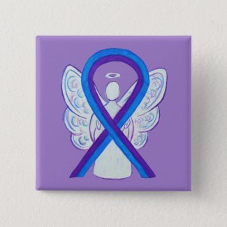 Blue and Purple Ribbon Awareness Angel Pin