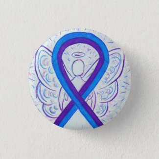 Blue and Purple Ribbon Awareness Angel Pins