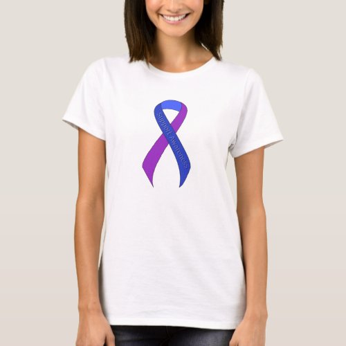 Blue and Purple Ribbon Support Awareness T_Shirt