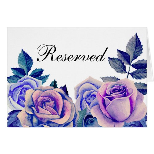 Blue and purple roses Wedding reserved sign