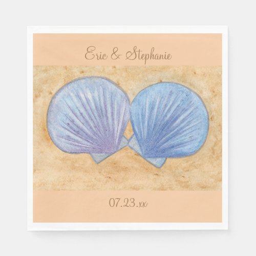 Blue and Purple Seashells Wedding Napkins