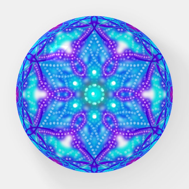 Blue and Purple Snowflake Paperweight (Front)