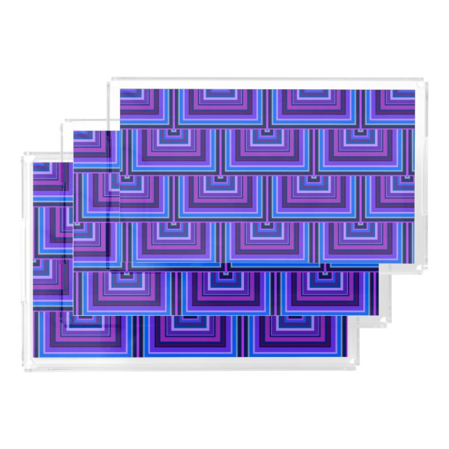 Blue and purple square scales acrylic tray (Set)