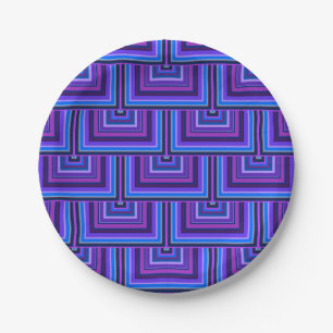 Blue and purple square scales paper plates