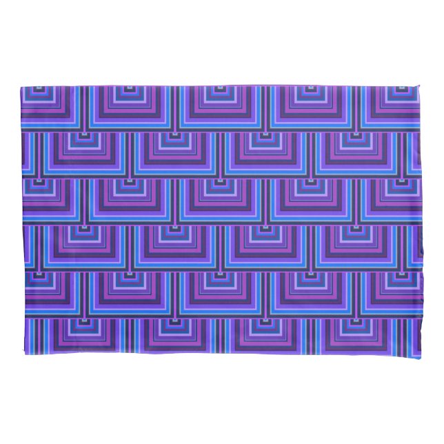 Blue and purple square scales pillow case (Front)