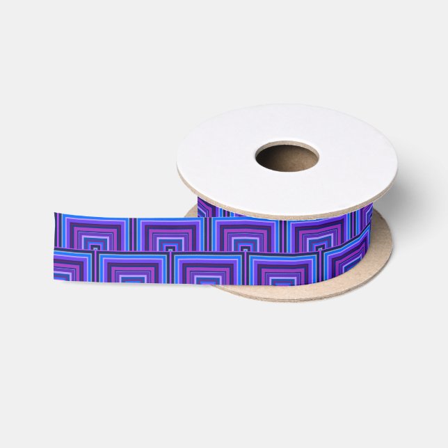 Blue and purple square scales satin ribbon (Spool)