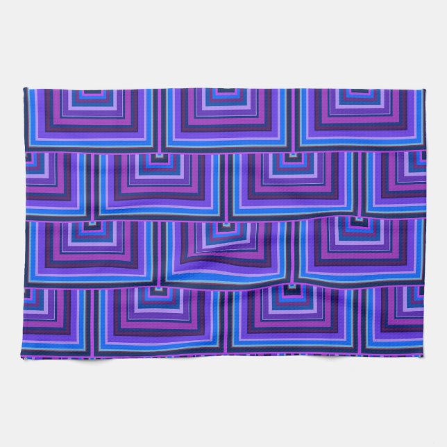 Blue and purple square scales towel (Horizontal)