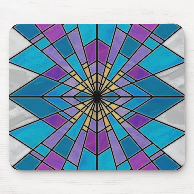 Blue and Purple Stain Glass Pattern Mouse Pad (Front)