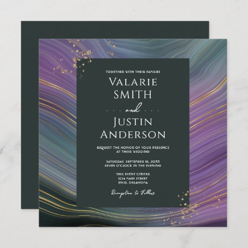 Blue and Purple Stone Agate Wedding  Invitation