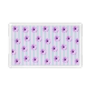 blue and purple striped daisy pattern acrylic tray
