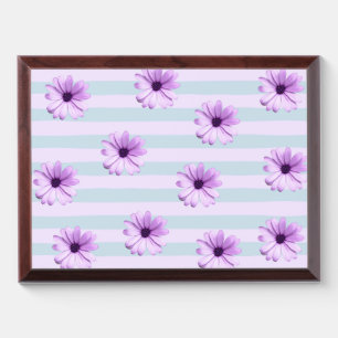 blue and purple striped daisy pattern award plaque