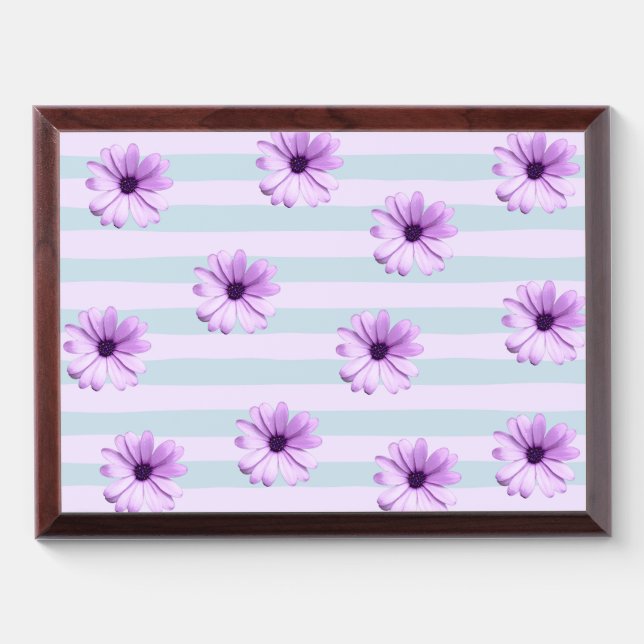 blue and purple striped daisy pattern award plaque (Horizontal)