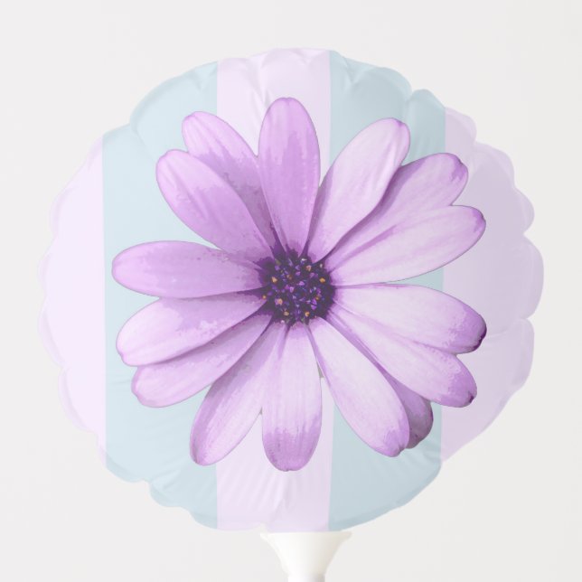 blue and purple striped daisy pattern balloon (Front)