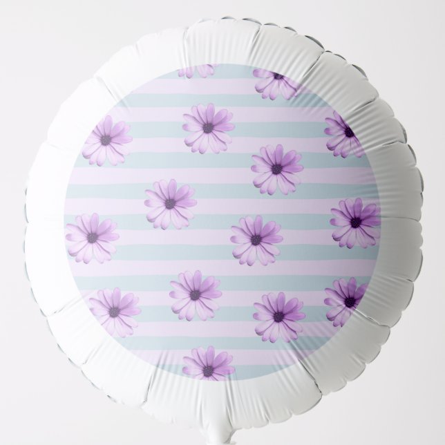 blue and purple striped daisy pattern balloon (Front)
