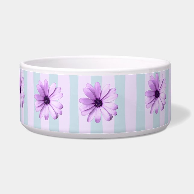 blue and purple striped daisy pattern bowl (Front)