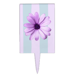 blue and purple striped daisy pattern cake topper
