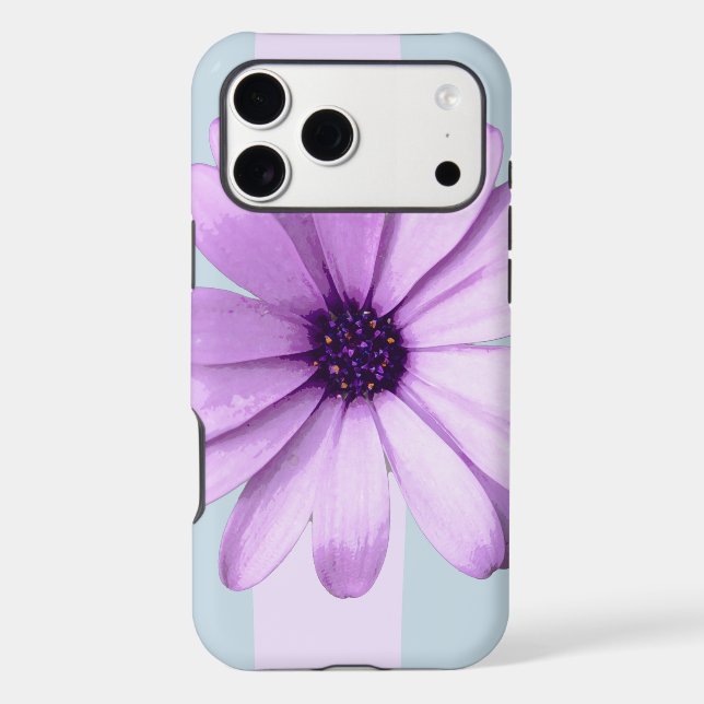 blue and purple striped daisy pattern Case-Mate iPhone case (Back)