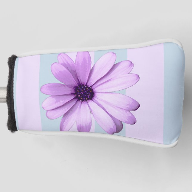 blue and purple striped daisy pattern golf head cover (Front)