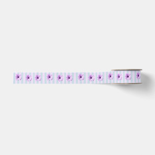 blue and purple striped daisy pattern grosgrain ribbon