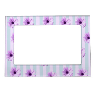 blue and purple striped daisy pattern magnetic frame