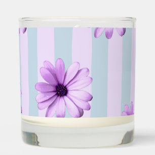 blue and purple striped daisy pattern scented candle