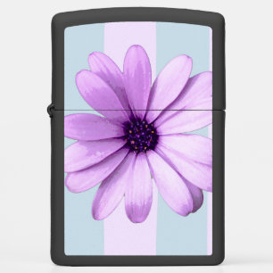 blue and purple striped daisy pattern zippo lighter