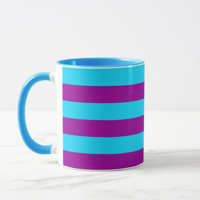 Blue and Purple Stripes Design Mug (Left)