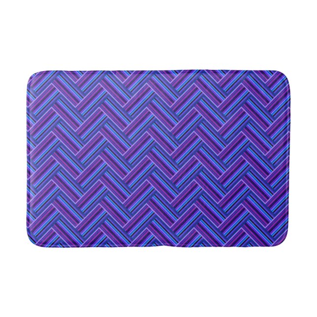 Blue and purple stripes double weave bath mat (Front)