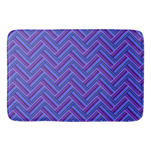 Blue and purple stripes double weave bathroom mat (Front)