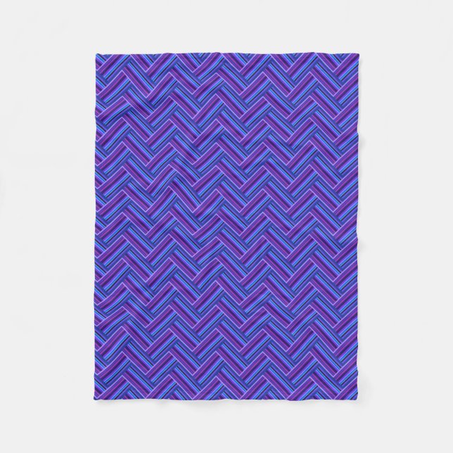 Blue and purple stripes double weave fleece blanket (Front)