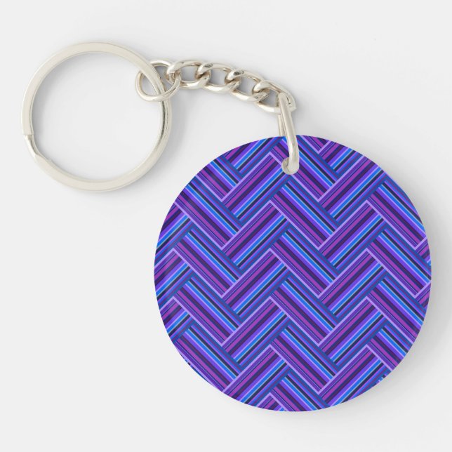 Blue and purple stripes double weave keychain (Front)