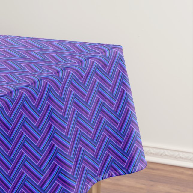 Blue and purple stripes double weave tablecloth (In Situ)