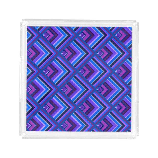 Blue and purple stripes scale pattern acrylic tray (Front)