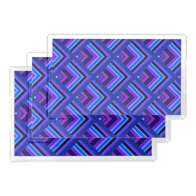 Blue and purple stripes scale pattern acrylic tray (Set)