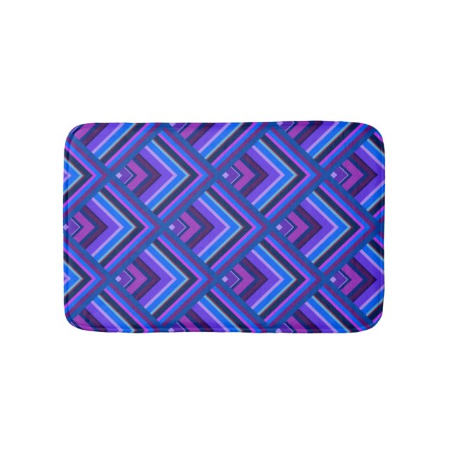 Blue and purple stripes scale pattern bathroom mat (Front)