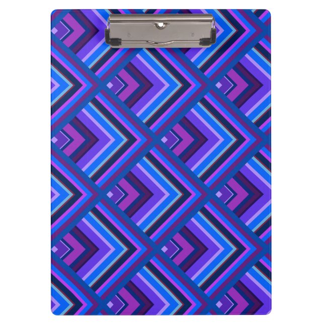 Blue and purple stripes scale pattern clipboard (Front)