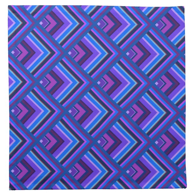 Blue and purple stripes scale pattern cloth napkin (Front)
