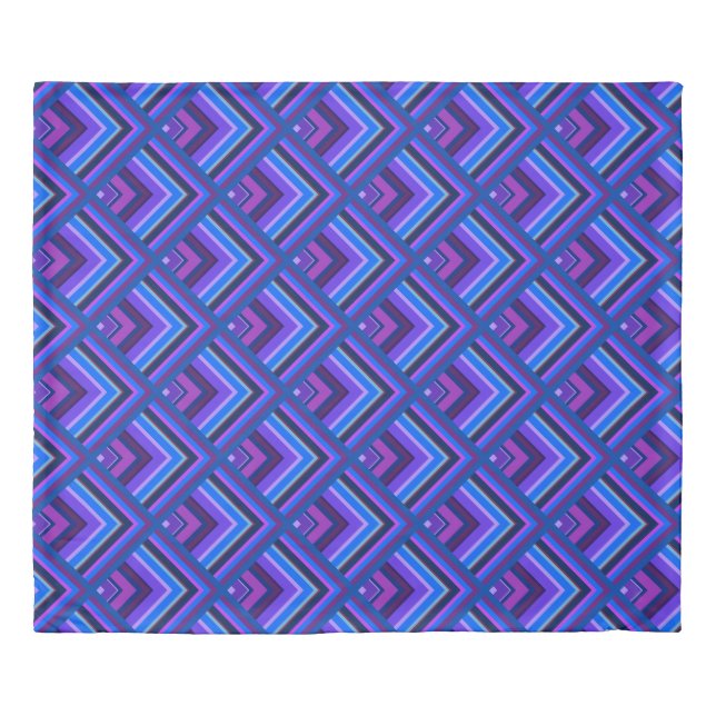 Blue and purple stripes scale pattern duvet cover (Front)