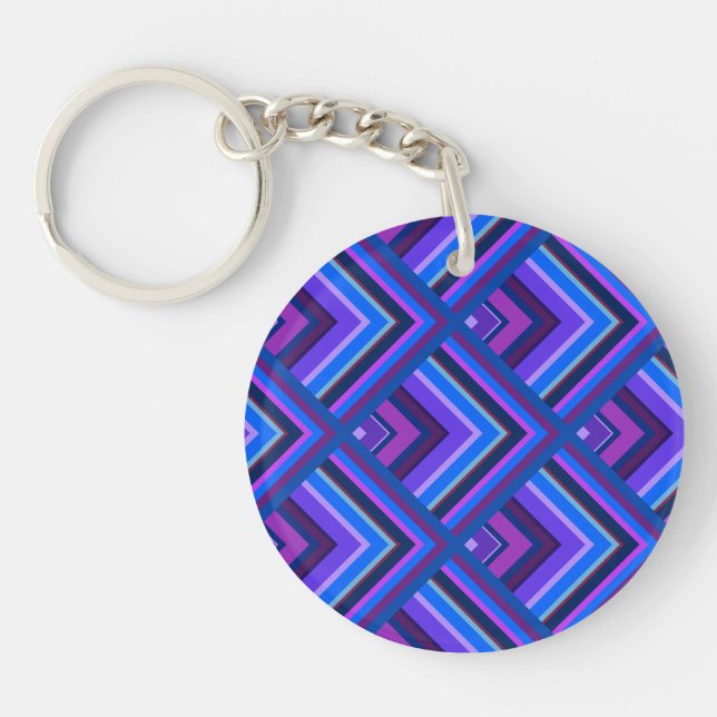 Blue and purple stripes scale pattern keychain (Front)