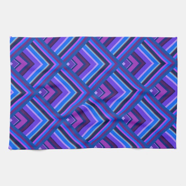 Blue and purple stripes scale pattern kitchen towel (Horizontal)