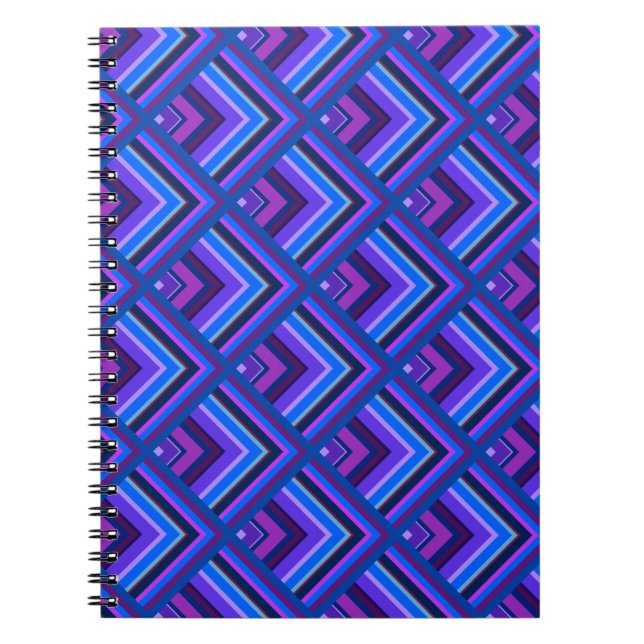 Blue and purple stripes scale pattern notebook (Front)