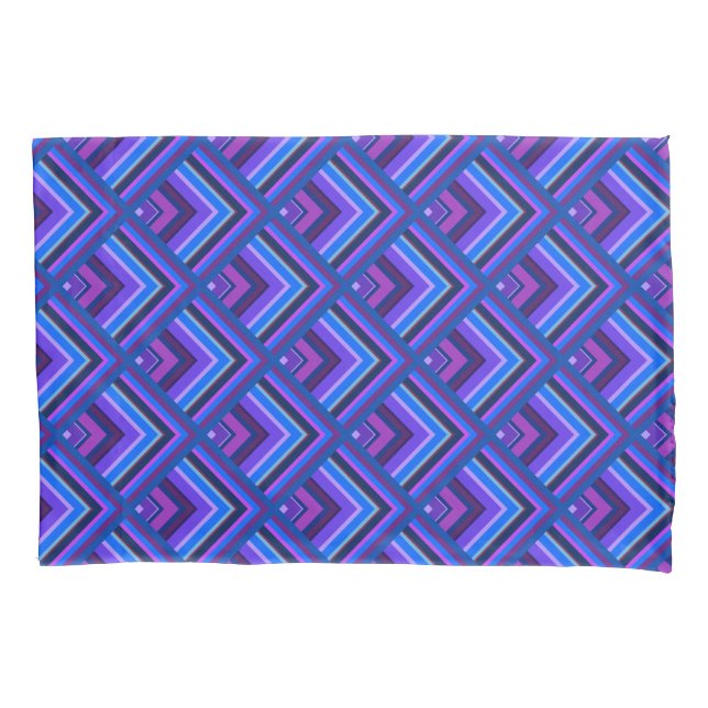 Blue and purple stripes scale pattern pillow case (Front)