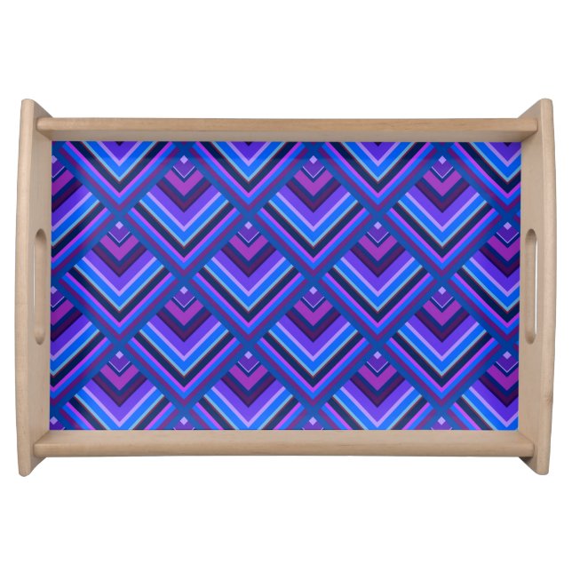 Blue and purple stripes scale pattern serving tray (Front)