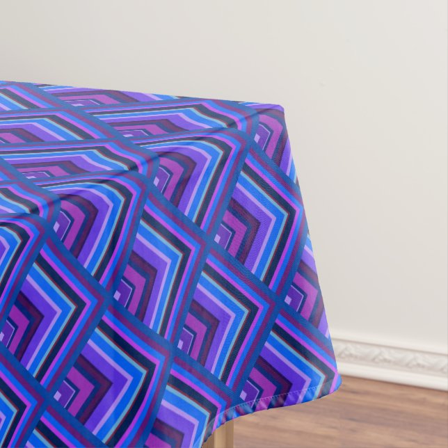 Blue and purple stripes scale pattern tablecloth (In Situ)