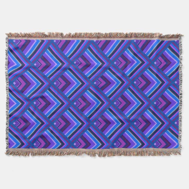 Blue and purple stripes scale pattern throw blanket (Front)