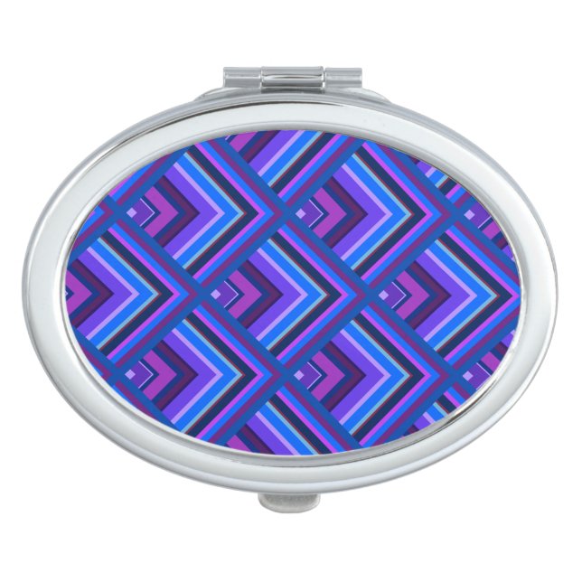 Blue and purple stripes scale pattern vanity mirror (Front)